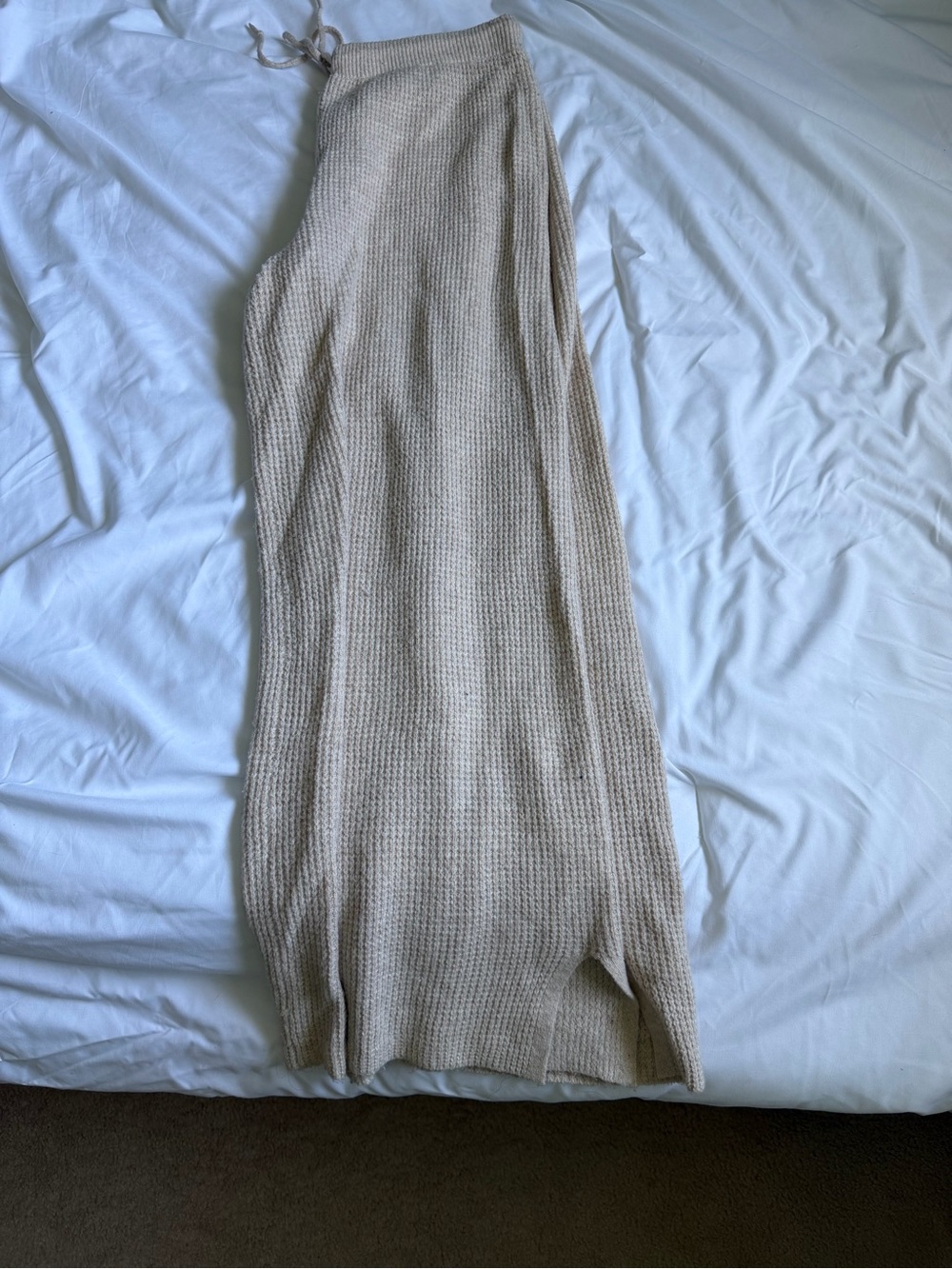 aerie Cream Waffle-Knit Lounge Pants - Picture 2 of 3